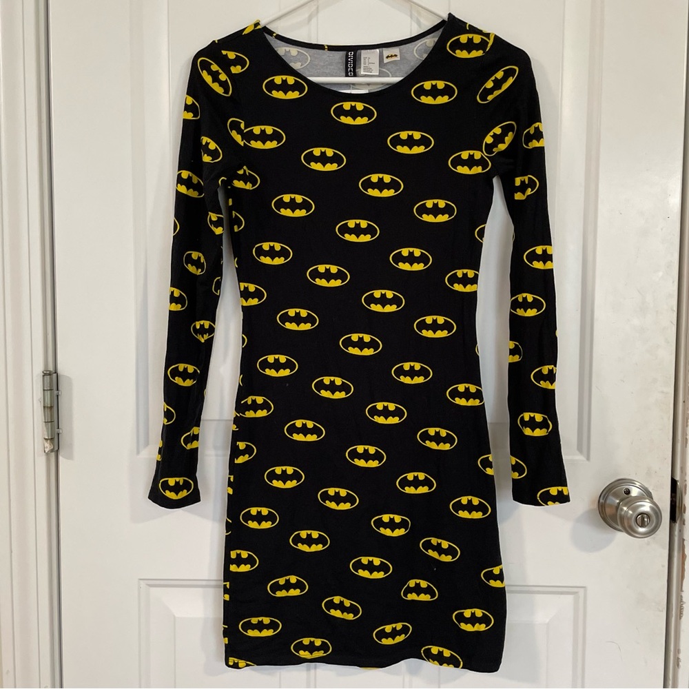 H&M Batman Dress Black and Yellow Bodycon Style NWT